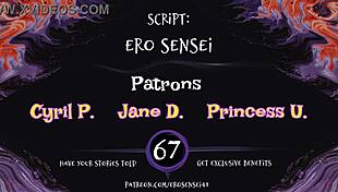 A coworker shares an erotic audio experience leading to intense orgasms.