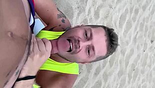 Public outdoor gay beach gathering