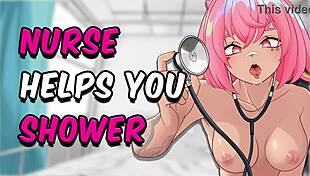 i, the asmr nurse, am cleaning your cock in the shower, but oops, i mean bathing it gently