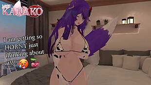 i cosplay as raiden shogun, chained for sloppy tit fuck with cum soaked tits