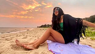 i was chasing sunsets with a beautiful long-haired girl on the beach, feeling so cute and sexy vibes