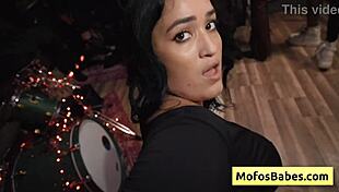 natural busty brunette slut nia bleu fucked by brett maker during band rehearsal