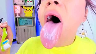 Lila Jordan Brushes Teeth With Saliva Play on Webcam