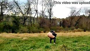 Humiliating pantsing of curvy stepmom in outdoor homemade taboo flashing
