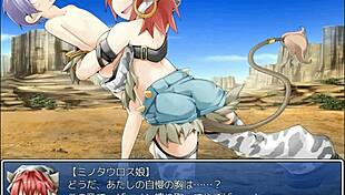 big tits minotaur girl in hentai game.