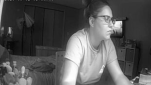 slutty teen 18+ ditches homework to finger herself watching porn on hidden cam