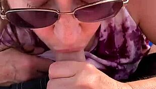 Nice big DDD tits in outdoor blowjob scene