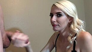 blonde babe gets intense face fucking and facial cumshot!