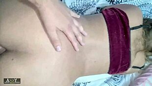 trying to enter my delicious stepsister's tight little ass in bed with creampie.