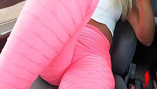 exhibitionist blonde teases on highway part 1