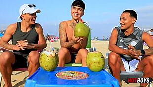 I'm fucking this naughty guy with my best friend in doggystyle and double penetration