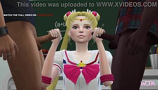 3D animated Sailor Moon gets humiliated by two classmates