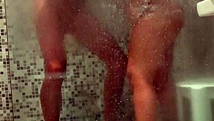 wife giving blowjob in shower