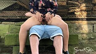 Chubby couple rides in abandoned barnyard