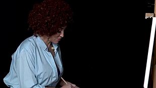 ryan keely cosplays as bob ross and gets horny during painting tutorial, flashing big tits