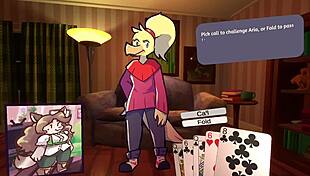 Two Chicks Dive into Furry Strip Poker Game Action