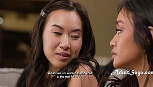 Asian stepdaughters turn spanking punishment into wet pussy play with group fucking.