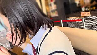 Slender japanese amateur in pantyhose seduces with intense oral, creampie in uniform, then naked cowgirl riding and another creampie in bath.