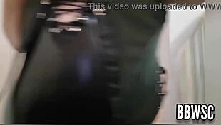 Horny BBW Amateur Sucks and Fucks Giant Dildo with Big Tits and Ass