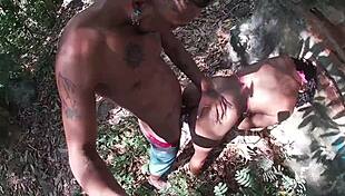 watch this safado drag the teen slut into the woods for some wild sucking and fucking