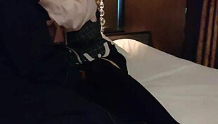 asian girlfriend rides her friend in uniform, leading to orgasms and cunnilingus