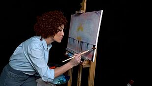 ryan keely cosplays as bob ross and gets horny during painting tutorial, flashing big tits
