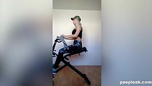 blonde working out and fingering herself on webcam