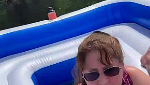 Nice big DDD tits in outdoor blowjob scene