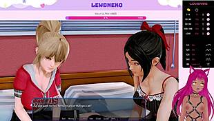 Maidens in uniform in a harem hotel scene with Vtuber LewdNeko