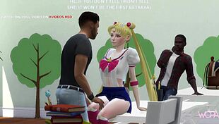 3D animated Sailor Moon gets humiliated by two classmates