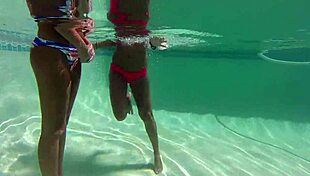 hc pool lesbians licking pussy in hot girl-on-girl action