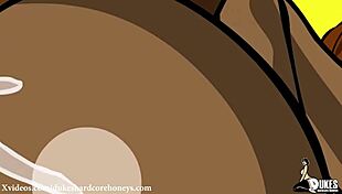 Großer Arsch schwarze BBW MILF nimmt riesigen Schwanz in Doggy-Arschfick mit Pärchen-Sex