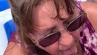 Nice big DDD tits in outdoor blowjob scene