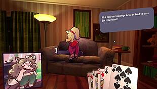 Two Chicks Dive into Furry Strip Poker Game Action