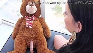 Curvaceous Latina Angelina Castro Rides Teddy Bear in Lingerie