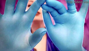Cfnm and fetish content with a blue nitrile gloves theme