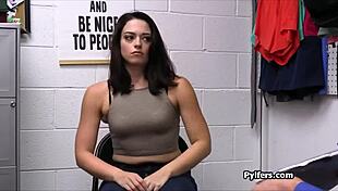 Monster cock in pretty teen thief's face at office.