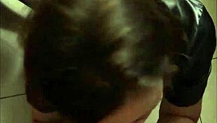 French Amateur in Black Leather Pants Gets Deepthroat and Doggy Fuck POV