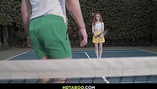 Naive Beauty Madi Collins Faces Intense Tennis Instructor Action