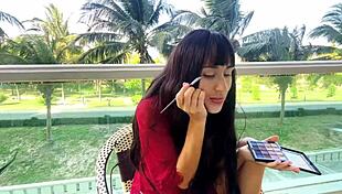 Beautiful Brunette Girl Reveals Makeup Secrets for Flawless Face