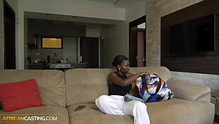 african casting features innocent black model spread open by big dick agent