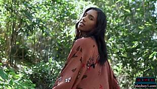 Ebony milf brookliyn shows big natural tits in solo softcore.