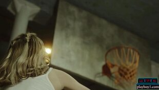 Blonde Centerfold Amelia Feels Thrilled Playing Basketball Before Stripping Fully Naked
