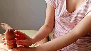 pov handjob turns into huge ruined cumshot, tits and cock involved