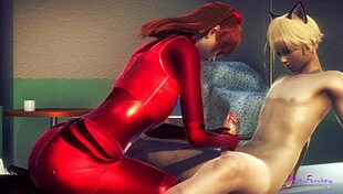 Asuka the femboy sissy swallows cum in this Japanese anime game porn. Gay threesome action unfolds.