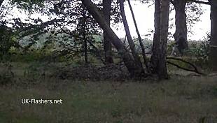 Scarlet redhead flashes tits and masturbates outdoors