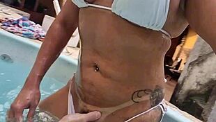 Beautiful Exotic Pornstar Flashes And Blows Cock In Pool Exhibition