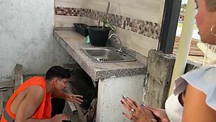 does the builder fuck the boss's wife on the deck?