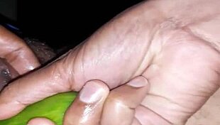 Sexy Indian Wife Plays with Oiled TOYS and Cucumber.