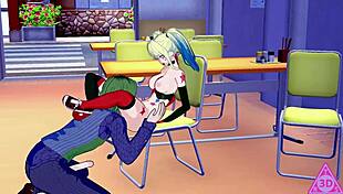 Harley Quinn Hentai Blowjob with Big Tits
